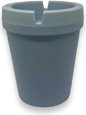 Mikasso Sert Plastik Koku Hapseden, Kolay Temizlenebilir Kül Tablası/ Küllük- Gri Plastik Gri Yuvarlak