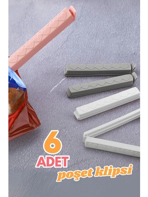 Mikasso 6'lı Paket Mandalı, 11 cm Büyük Poşet Klipsi, Torba Kapatıcı, Pratik Ambalaj Kapatma Aparatı Plastik