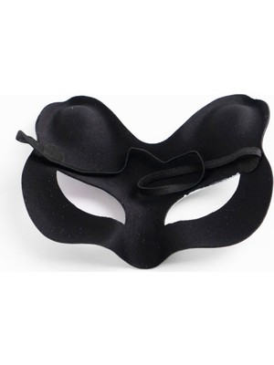 NessiWorld Siyah Renk Süet Kaplama Üzeri Pembe Sarı Simli Kedi Maskesi 17X14 cm