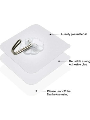 Mikasso Askılık 12 Adet Şeffaf Güçlü Duvar Askısı Askılığı Yapışkan Vantuz Kanca Mutfak Banyo Plastik Turunc