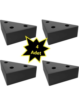 Mikasso 4 Adet Üçgen, Masa, Dolap Piramit Mobilya Ayağı 3 cm Siyah 4 Adet Çok Renkli