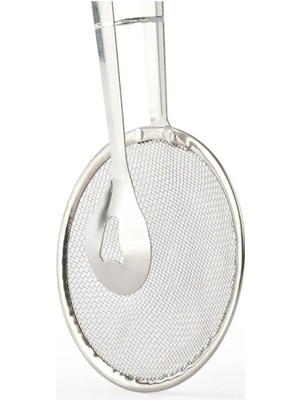 Mikasso Süzgeçli Maşalı Kevgir Paslanmaz Çelik Süzgeçli Kızartma ve Haşlama Maşası Paslanmaz Çelik Metalik