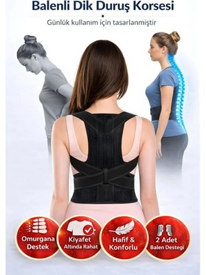 Figiza Balenli Dik Duruş Korsesi Ortopedik Unisex Kamburluk Önleyici Sırt Omuz Kifoz Skolyoz Sporcu Korsesi