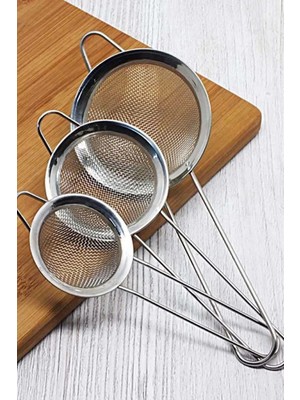 Mikasso Çelik 3 Boy Çay Süzgeçi 3lü Süzgeç Çelik