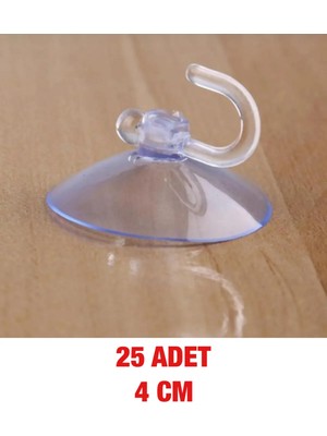 Mikasso 25 Adet - Büyük Boy Askılı Vantuz, 4 cm Şeffaf Plastik Kancalı Öpücük Vantuz Turuncu