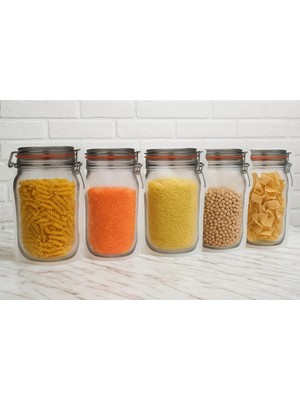 Mikasso Küçük Boy 10 Adet Düzenleyici Poşet Kiltli Kavanoz Poşeti 11X19 cm Plastik Şeffaf Tr