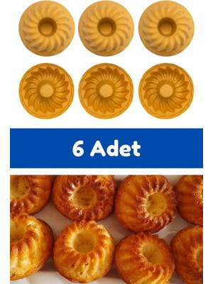 Mikasso Sarı 6'lı Silikon Mini Kek Kalıbı - Muffin Kalıbı 6 Adet Göbekli Kek Kalıbı Silikon Sarı