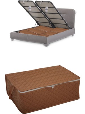 Mikasso 1 Adet Kapitoneli Baza Altı Hurç 60X40X22 (Taba) Tela Kahverengi