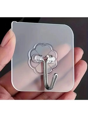 Mikasso 7 Adet Şeffaf Güçlü Kendinden Yapışkanlı Kapı Duvar Askıları Ağır Yük Taşıma, Mutfak & Banyo Sticker