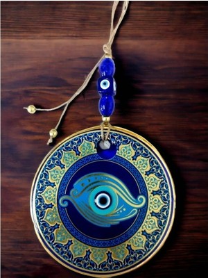 Ett Altın Işlemeli Balık Gözlü Nazar Boncuklu Duvar Süsü