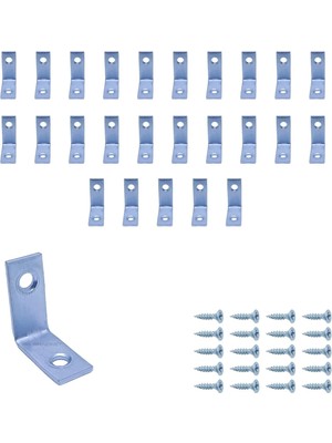 Mikasso 25 Ad. L Demir Gönye Köşebent 12X25X25MM - Mobilya Dolap Sabitleme Köşe Birleştirme Bağlantı Aparatı