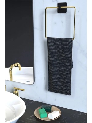 Mikasso Kare Yapışkanlı Kare Havluluk Banyo Havlu Kare Askılık Sarı