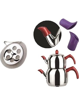 Mikasso Süzgeç Seti Demlik Çaydanlık Süzgeci Paketi 2'li Set Paslanmaz Çelik