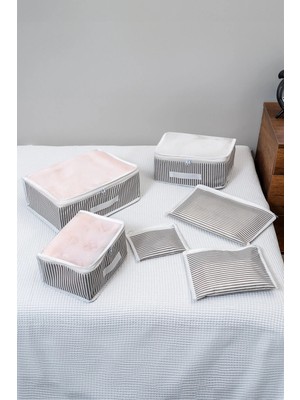 Mikasso 6'lı Fileli Valiz Düzenleyici Bavul Içi Organizer Set Seyahat Hurcu Gri