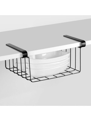 Mikasso Ferforje Siyah Dolap Altı Raf Düzenleyici Metal Gri