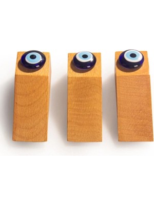 Mikasso 3 Adet Ahşap Kahverengi Kapı Stoperi Nazar Boncuklu Kapı Durdurucu