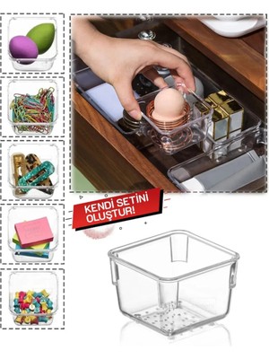 Mikasso Çekmece Içi Aksesuar Takı ve Makyaj Punto Organizeri(7,5x7,5x5) Akrilik Gri Tr