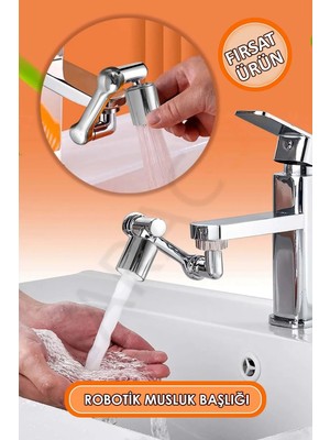 Mikasso Paslanmaz Plastik 1080 Derece Dönebilen Robotik Musluk Başlığı, Musluk Başlığı Uzatma Aparatı Ucu gr