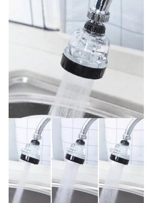 Mikasso Şeffaf Tasarruflu Oynar Başlık Tazyikli Eviye Musluk Spiral Batarya Ucu 3 Fonksiyonlu Musluk Başlığı