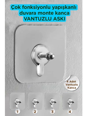 Mikasso 4 Adet Süper Güçlü Yapışkanlı Askı Yapışkanlı Çerçeve Raf Vidası Metal Beyaz Tr