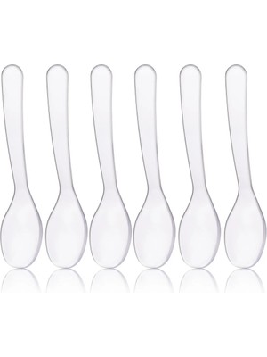 Mikasso 6 Adet Şeffaf Küçük Boy Kaşık Baharat Kaşığı Plastik Beslenme Kaşığı Plastik Turuncu
