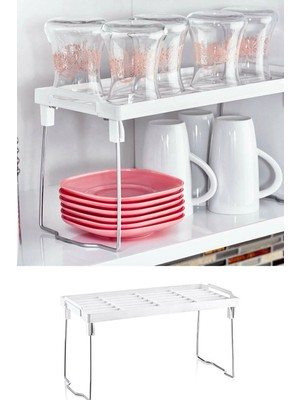 Mikasso Mutfak Masası Tezgah Üstü Dolap Içi Raf Düzenleyici Plastik 10 x 15 Beyaz