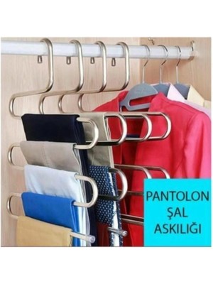 Mikasso Dolap Içi 5 Katlı Pantolon Eşarp Şal Askısı Akıllı Askı Plastik Bej