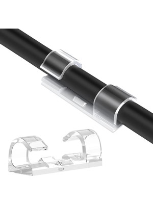 Mikasso Kendinden Yapışkanlı 20 Adet Şeffaf Kablo Tel Sabitleyici Klips Seti - FC715 Plastik Turuncu Cn