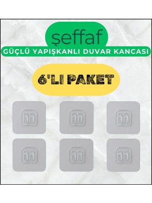 Mikasso Şeffaf Kendinden Güçlü Yapışkanlı Mutfak, Kahve Köşesi Banyo, Duş Çok Amaçlı Kancalı Askı Beyaz