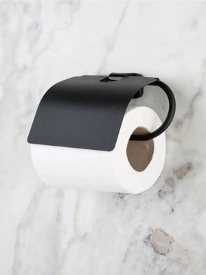 Mikasso Siyah Kapaklı Tuvalet Kağıtlığı Wc Kağıtlık Tuvalet Kağıdı Askısı Siyah