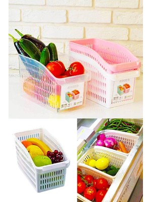 Mikasso Plastik Beyaz Geniş Buzdolabı Içi Sebze Meyve Düzenleyici Meyvelik Sebzelik Organizer Sepet 1 Adet P