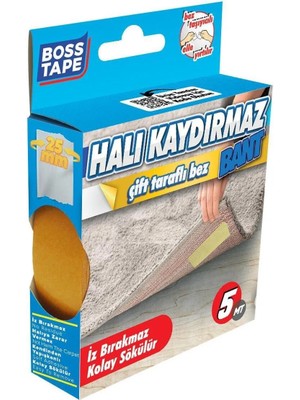 Mikasso Halı Kaydırmaz Bant Iz Bırakmaz Bez Sabitleme Bandı EN:25MM Boy:5mt