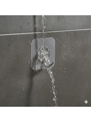 Mikasso 10 Adet Kendinden Yapışkanlı Metal Kancalı Tekli Şeffaf Askı Beyaz