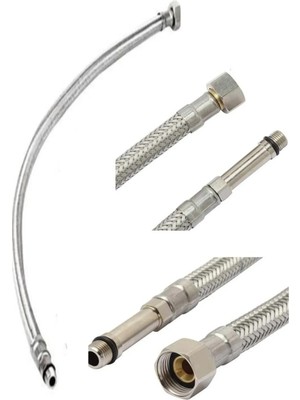 Mikasso 1 Adet 3/8 50CM Batarya Bağlantısı Için Hortum Örme Batarya Ara Musluk Bağlantı Hortumu Flex