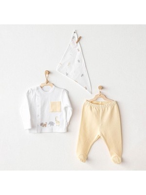 NessiWorld AC25807 Side Snap Set Little King 3'lü Zıbın Set Yellow