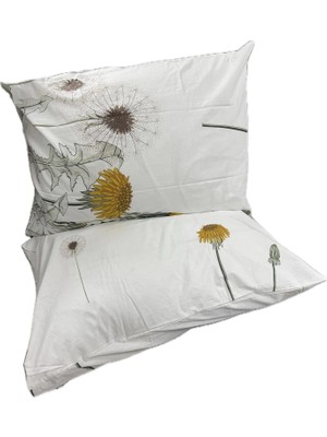 Clasy Ranforce %100 Pamuk 2 Adet Yastık Kılıfı Çiçek Desenli Beyaz
