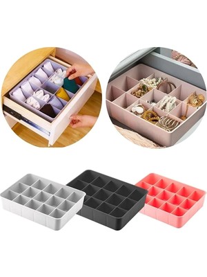 Mikasso 15 Bölmeli Çekmece Içi Düzenleyici Kravat Çorap Takı Organizeri Karışık Plastik 20 x 30 Siyah