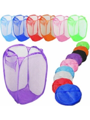 Mikasso Yeşil Kirli Elbise Çamaşır Sepeti Katlanabilir Oyuncak Filesi Büyük Boy 70 cm Yeşil Plastik Yeşil