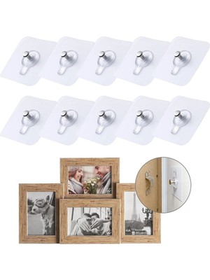 Mikasso 10 Adet Duvar Delmeden Zarar Vermeden Yapışkanlı Askılık Çivi Şeffaf Güçlü Iz Bırakmaz Tablo Yapışan