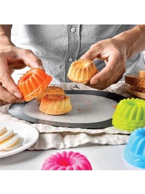 Mikasso 6'lı Silikon Mini Muffin Kalıbı, Kek Kalıbı Silikon Turuncu
