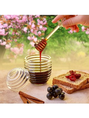 Mikasso Bal Kavanozu Kaşıklı - Plastik Kaşıklı Bal Kavanozu Pratik Plastik Turuncu