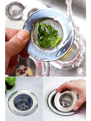 Mikasso Paslanmaz Çelik Lavabo Süzgeci 2 Adet Metal Paslanmaz Çelik