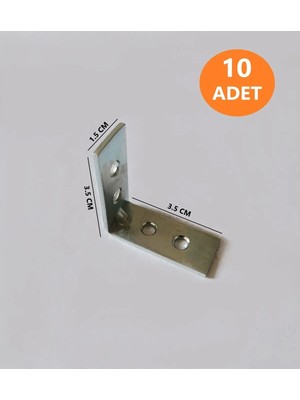 Mikasso 10 Adet 1.5x3.5 Mobilya Dolap Köşe Bağlantı L Demir Gönye Sabitleme Gri