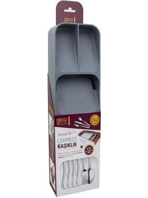 Mikasso Deco Bella 5 Bölmeli Çekmece Içi Kaşıklık Çatal Bıçak Düzenleyici Antrasit Plastik Gri
