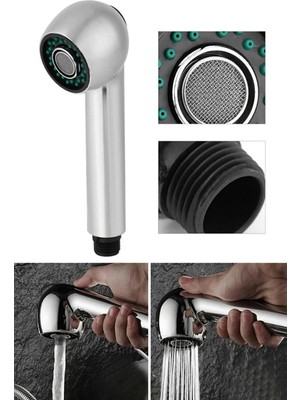 Mikasso Berber Spiralli Evye Mutfak Batarya El Duşu Üstten Basmalı 2 Fonksiyonlu Duş Başlığı