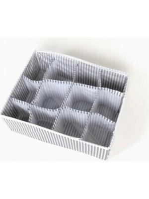 Mikasso 12 Bölmeli 2li Çekmece Düzenleyici - Gri - Beyaz Plastik Gri