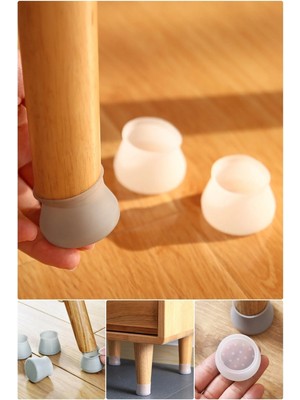 Mikasso Zemin Çiziklerine Karşı Etkili Koruma 12 Adet Silikon Masa Sandalye Ayak Kapakları Uzun Ömürlü Çözüm