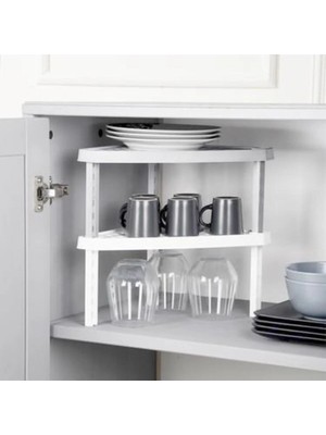 Mikasso 2 Li Plastik Üçgen Köşe Raf Ayakları Katlanır Plastik Gri