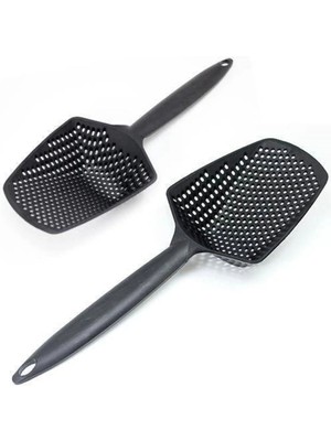 Mikasso Tencere Tava Makarna Sulu Yemek Süzgeçli Kepçe Kaşık Plastik Süzgeç Plastik Beyaz