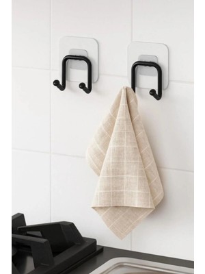 Mikasso Güçlü Yapışkanlı 2 Adet Çift Kancalı Banyo Mutfak Askısı Metal Askılık Duvar Askı Organizer Metal Tr